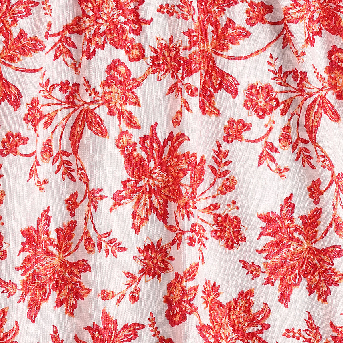 Baby Girls White & Coral Floral Print Sleeveless A-Line Casual Dress