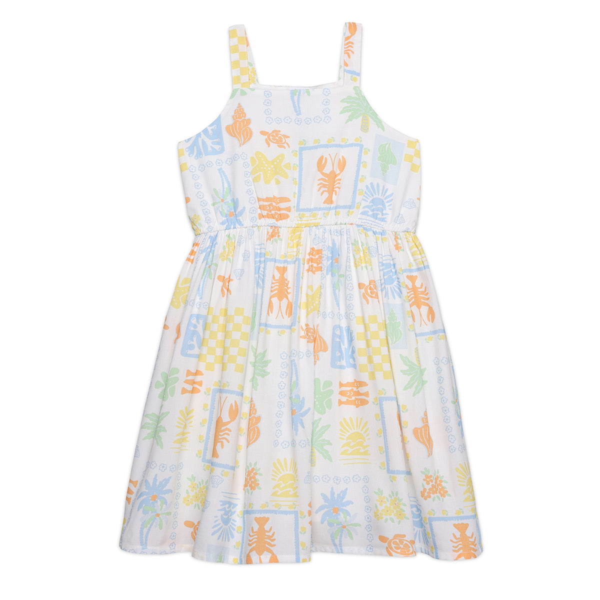 Baby Girls Sea Life Printed Dress, Multicolour