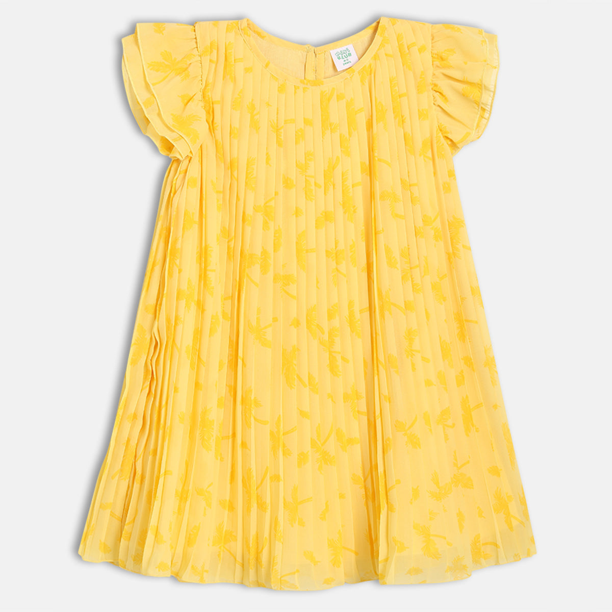 Kids Girls Printed Dress, Yellow