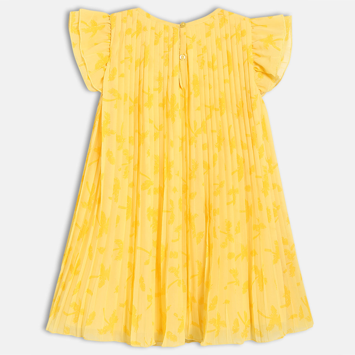 Kids Girls Printed Dress, Yellow