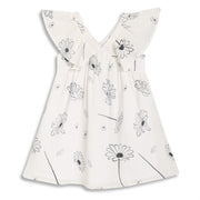 Kids Girls Floral Print Dress, White and Black