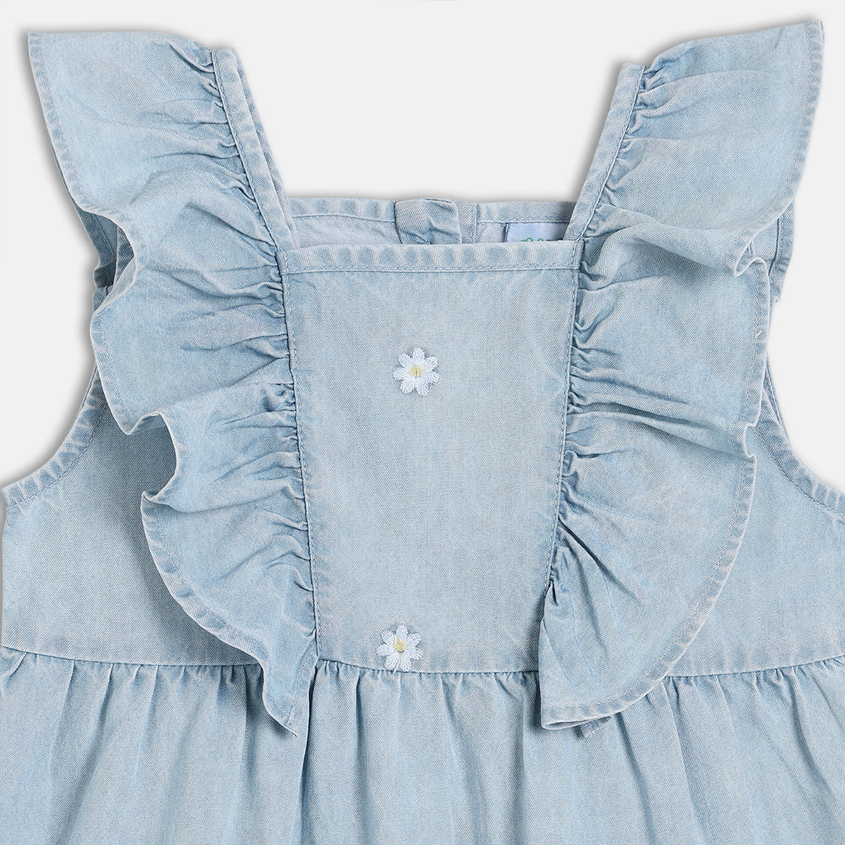 Girls Solid Tiered Dress, Blue