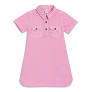 Girls Embroidered Shirt Dress, Pink