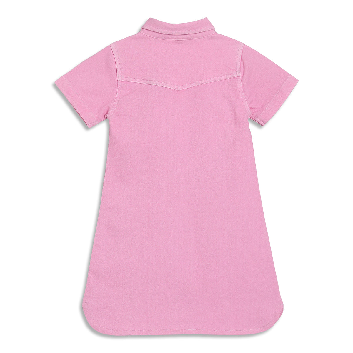Girls Embroidered Shirt Dress, Pink