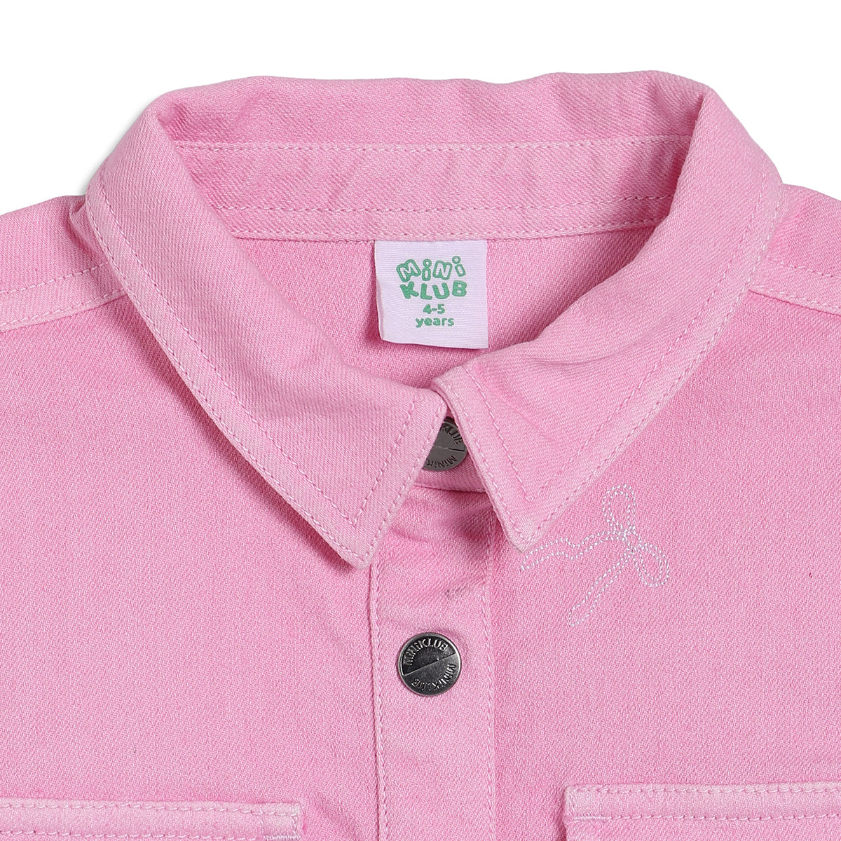 Girls Embroidered Shirt Dress, Pink