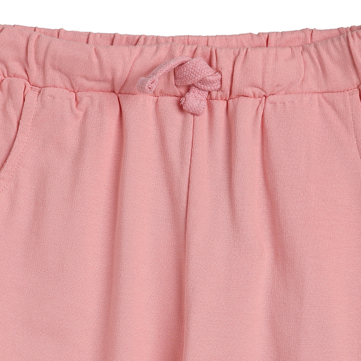 Girls Pink Cotton Knit Jogger Regular Fit Casual Bottom