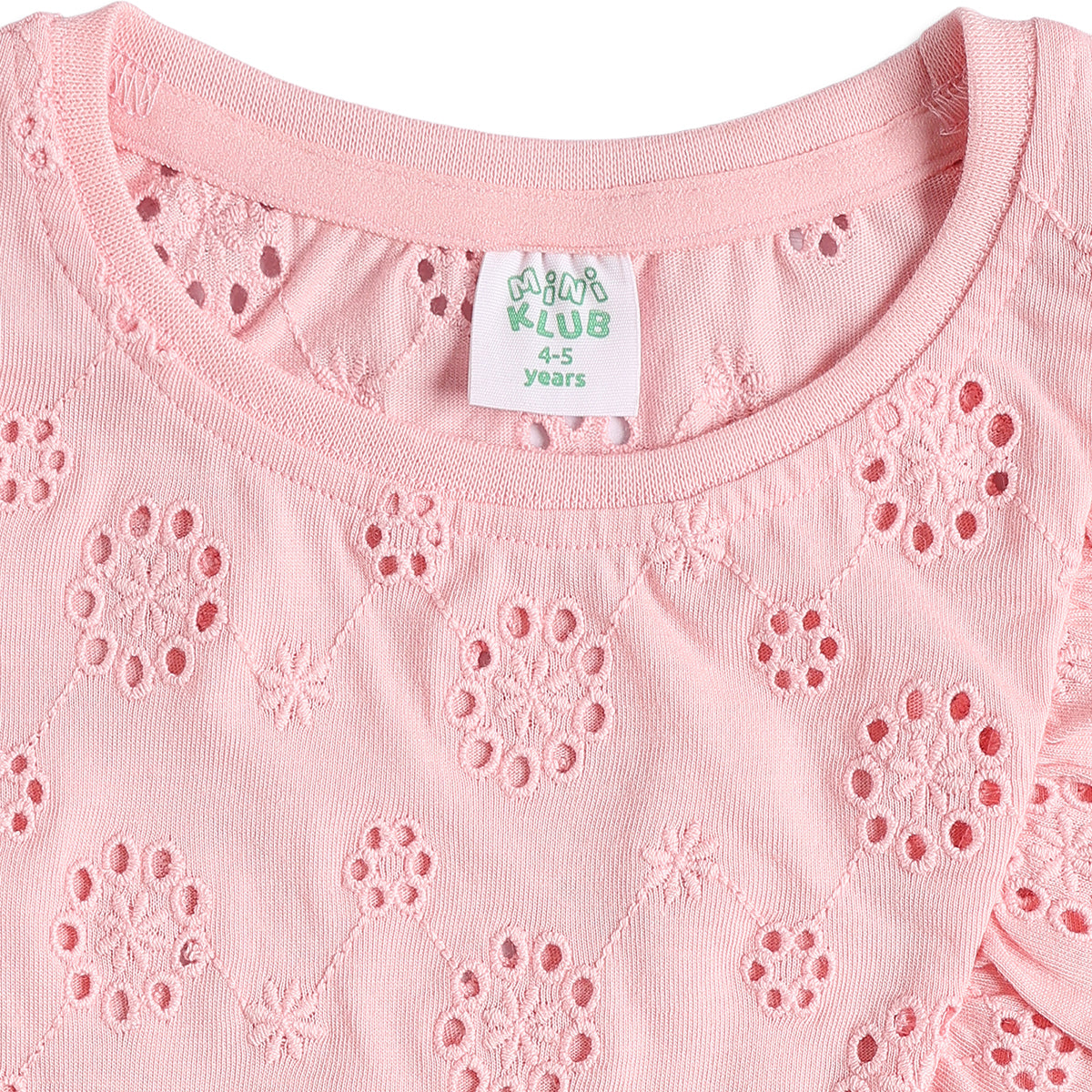 Baby Girls Pink Schiffli Embroidered Sleeveless Top Regular Fit Casual Kids Top