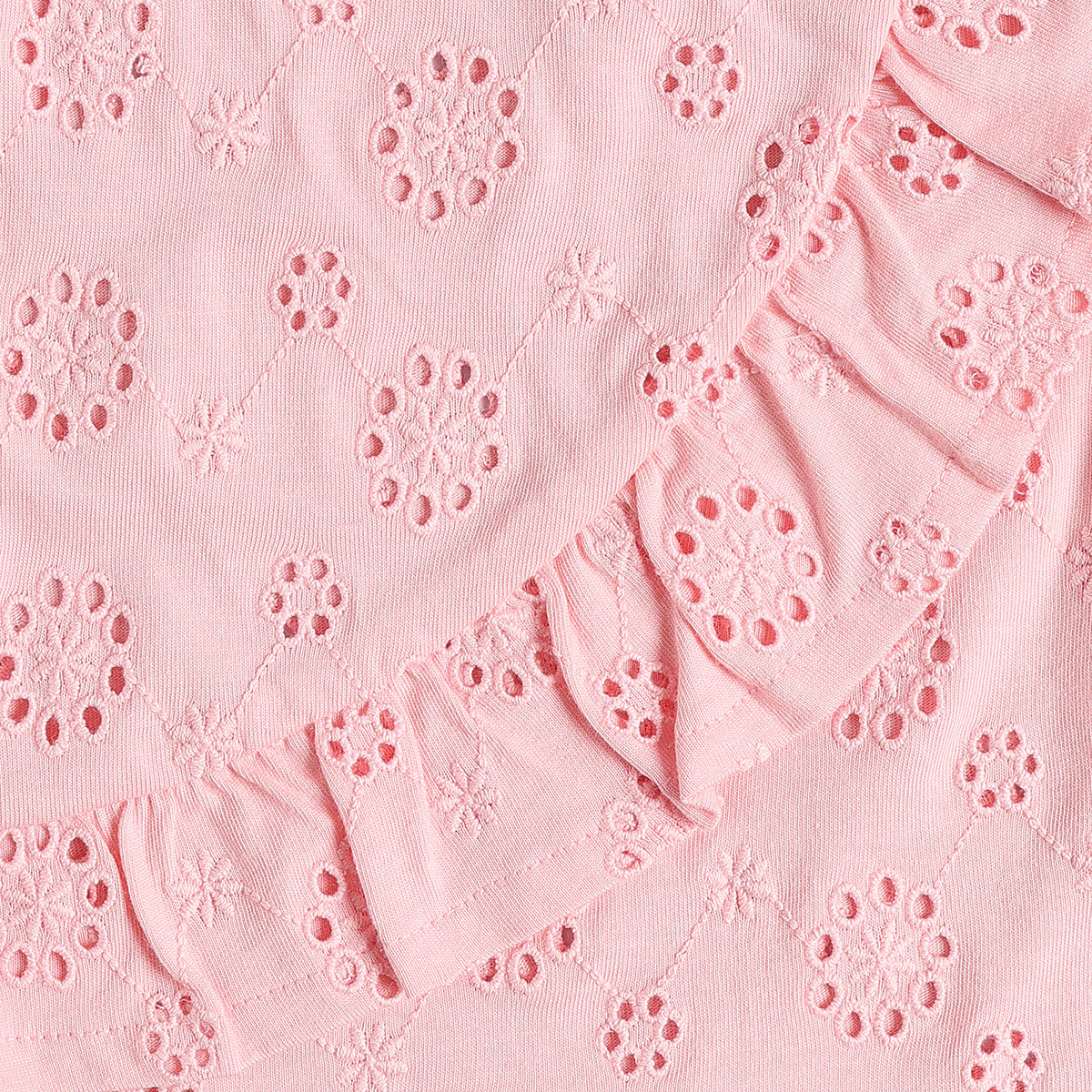 Baby Girls Pink Schiffli Embroidered Sleeveless Top Regular Fit Casual Kids Top
