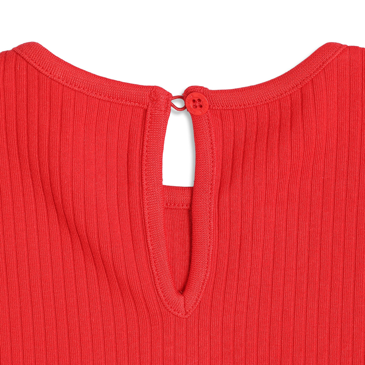 Baby Girls Ribbed Top With Bow Embroidery, Red