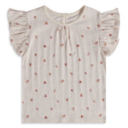 Girls Cream Cotton Floral Top Regular Fit Casual Wear