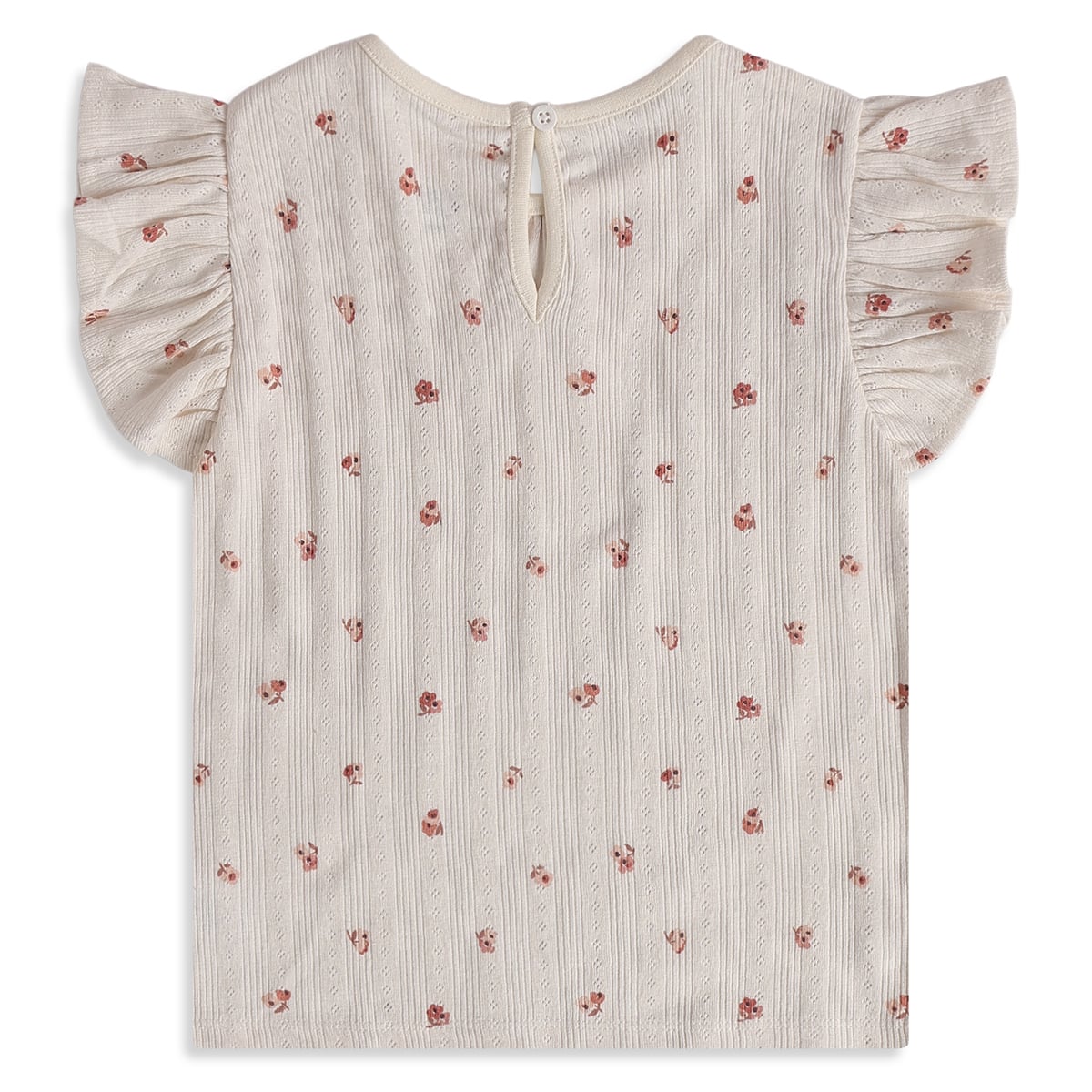 Girls Cream Cotton Floral Top Regular Fit Casual Wear