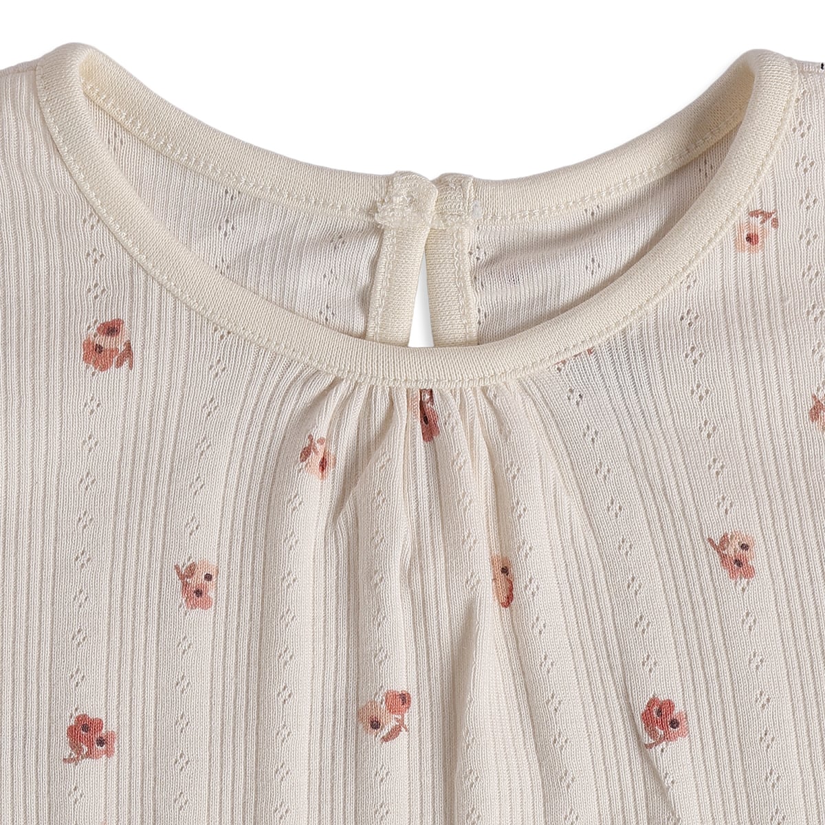 Girls Cream Cotton Floral Top Regular Fit Casual Wear