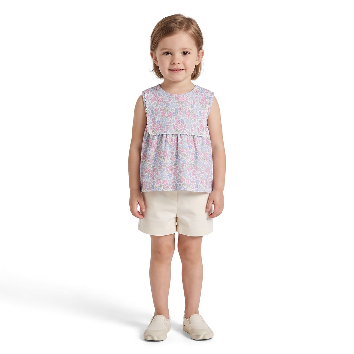 Girls White Cotton Floral Peplum Top Regular Fit Casual Wear