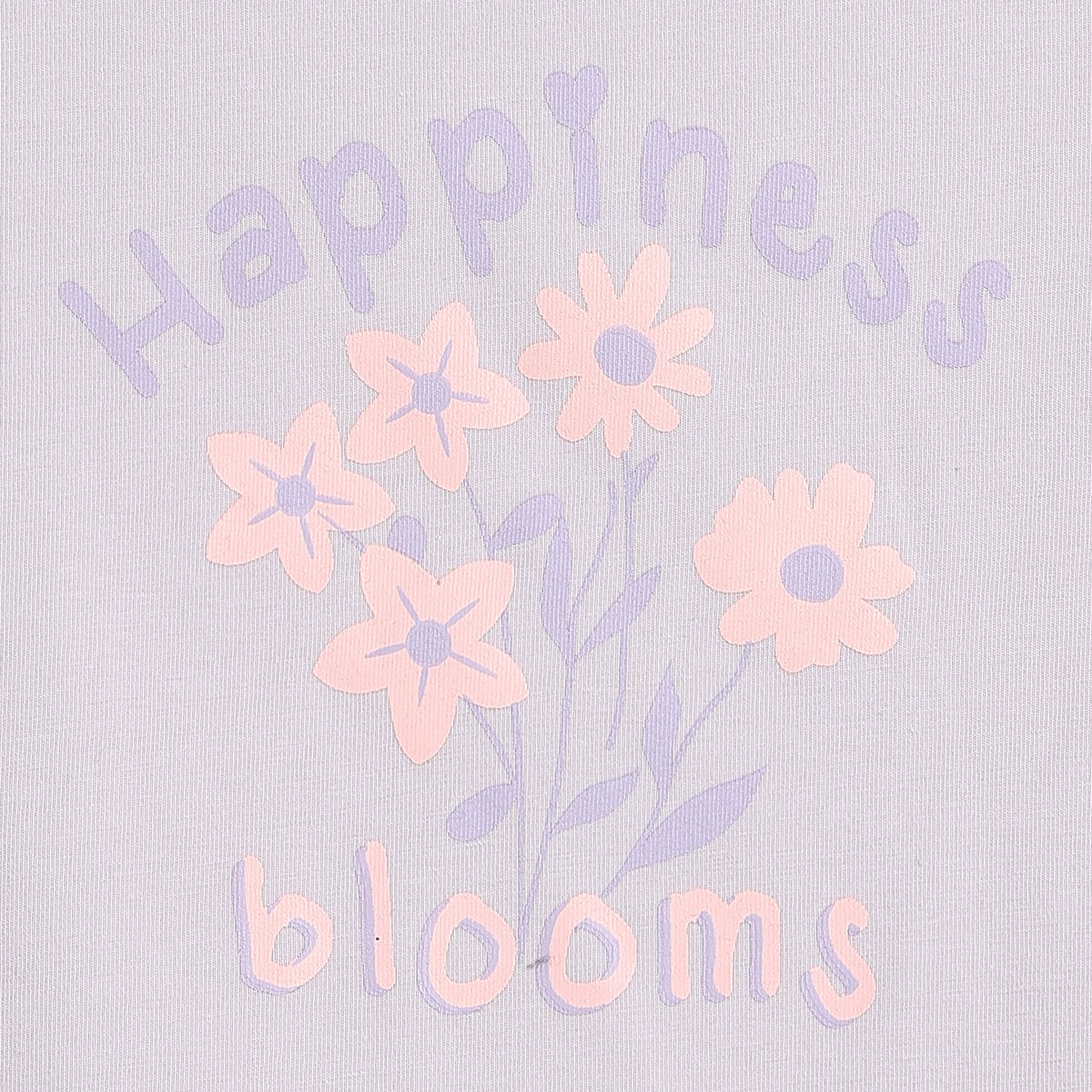 Girls Lavender Floral Print Half Sleeves Cotton T-Shirt Regular Fit Casual Tee