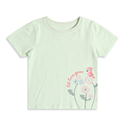 Baby Girls Light Green Cotton T-Shirt Regular Fit Casual Kids T-Shirt