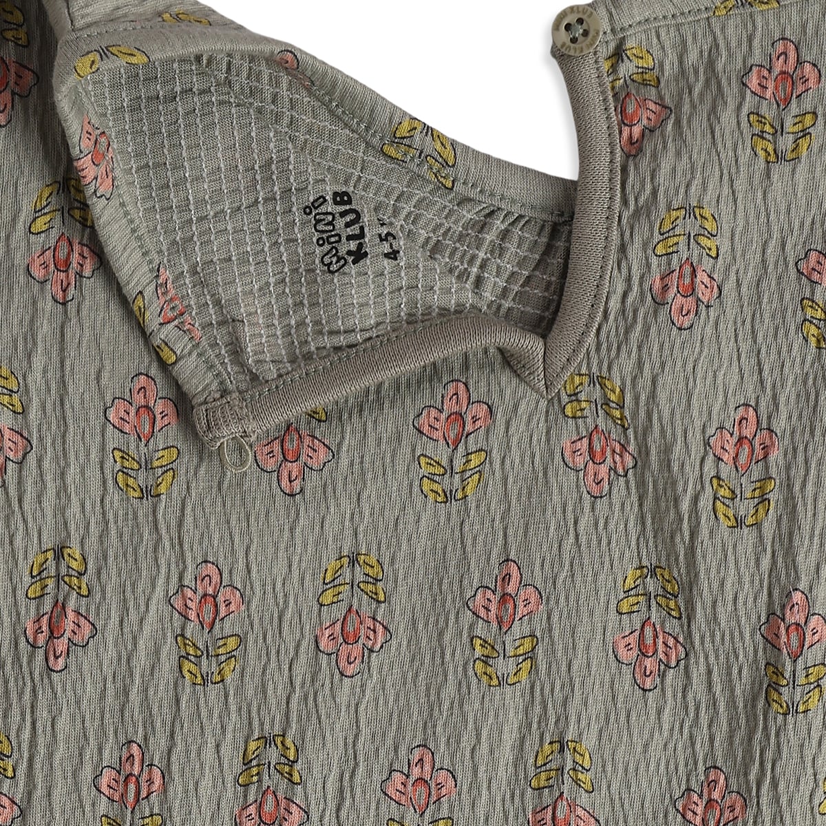 Girls Grey Cotton Floral Top Regular Fit Casual Wear