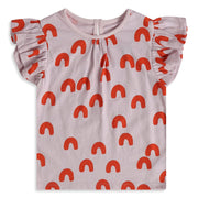 Girls Pink Cotton Rainbow Print Top Regular Fit Casual Wear
