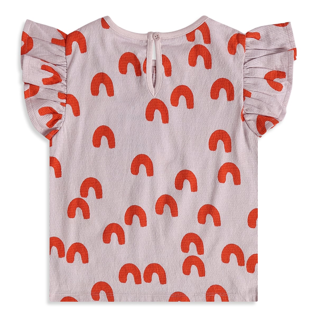 Girls Pink Cotton Rainbow Print Top Regular Fit Casual Wear