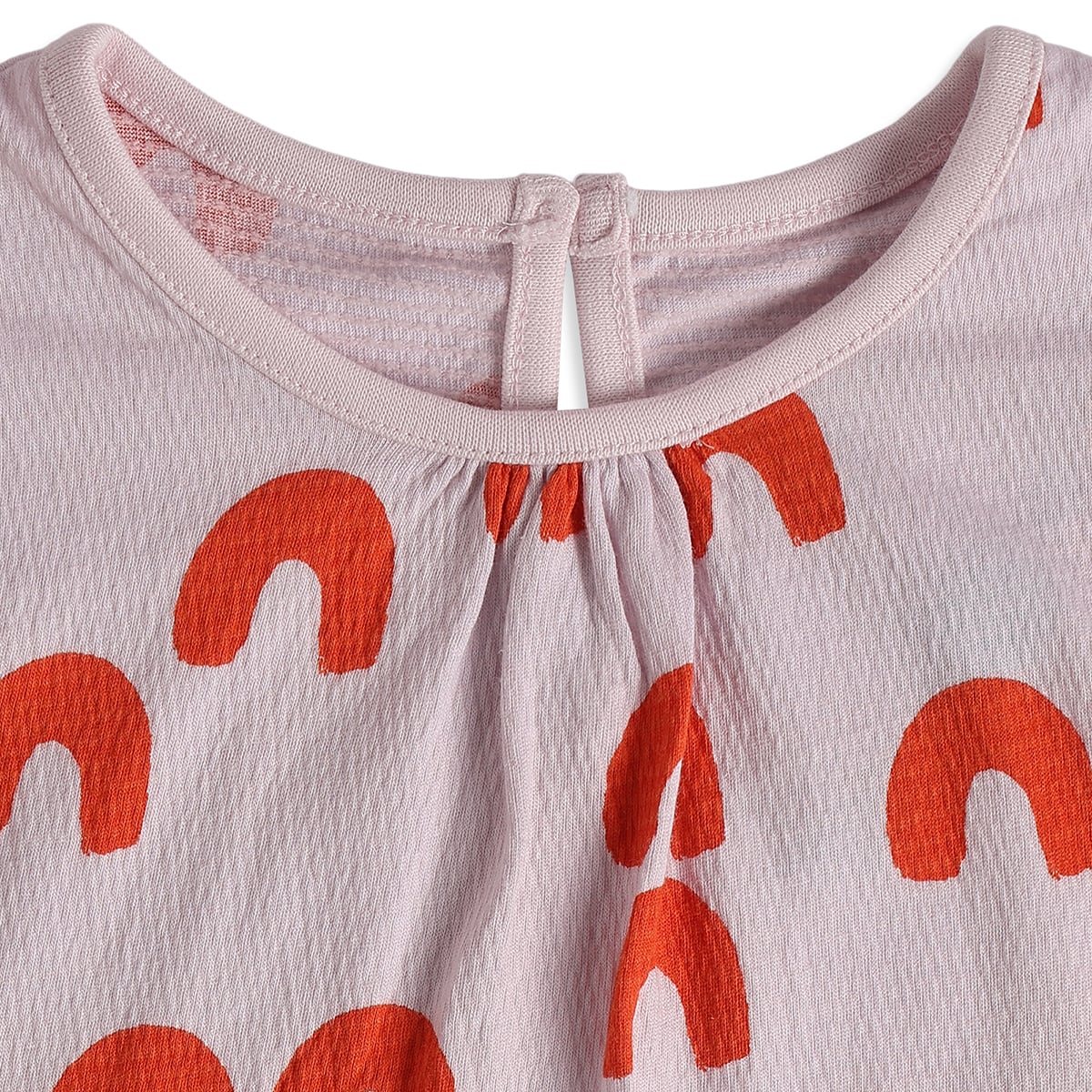 Girls Pink Cotton Rainbow Print Top Regular Fit Casual Wear