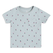 Girls Light Blue Cotton Printed T-Shirt Regular Fit Casual Wear