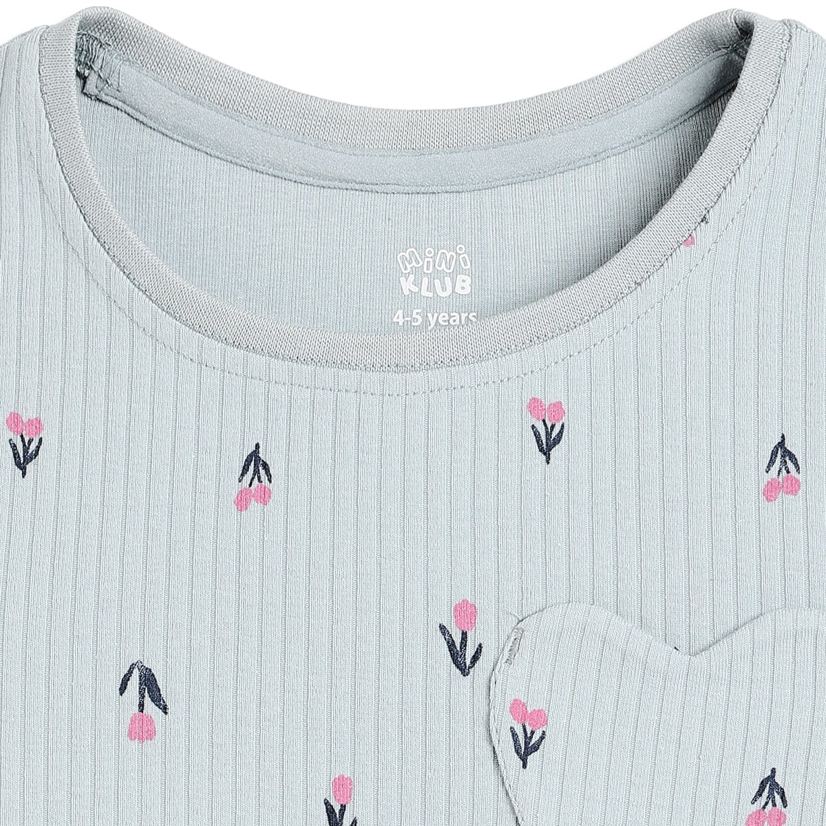 Girls Light Blue Cotton Printed T-Shirt Regular Fit Casual Wear