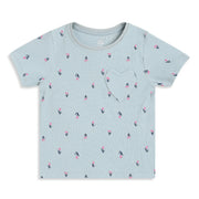 Girls Light Blue Cotton Printed T-Shirt Regular Fit Casual Wear