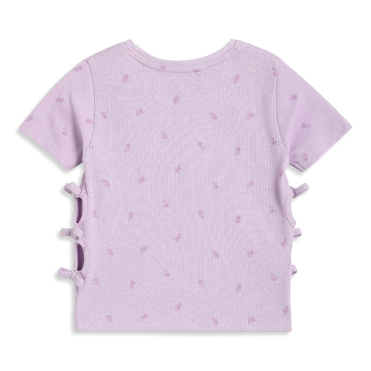 Girls Lilac Cotton Floral Tie Detail Top Regular Fit Casual Wear