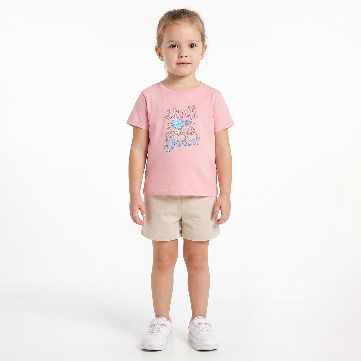 Baby Girls Pink Cotton Printed T-Shirt Regular Fit Casual Wear