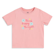 Girls Pink Cotton Printed T-Shirt Regular Fit Casual Wear