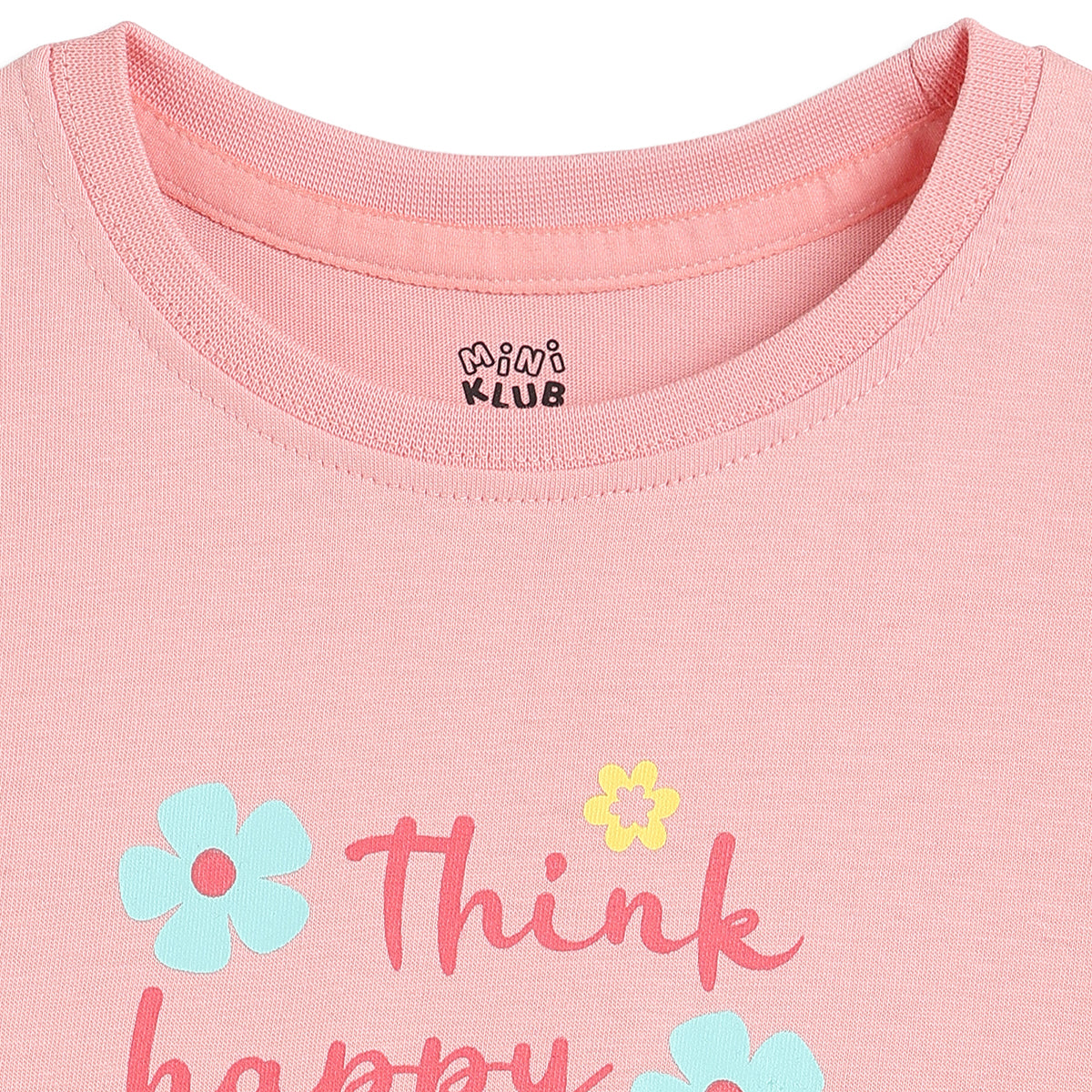 Girls Pink Cotton Printed T-Shirt Regular Fit Casual Wear