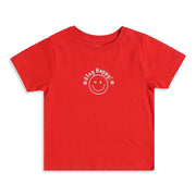 Baby Girls Red Smiley Graphic Print T-Shirt Regular Fit Casual Kids T-Shirt