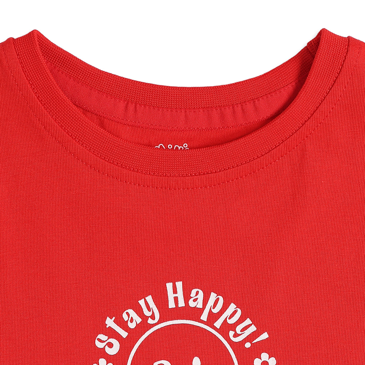 Baby Girls Red Smiley Graphic Print T-Shirt Regular Fit Casual Kids T-Shirt