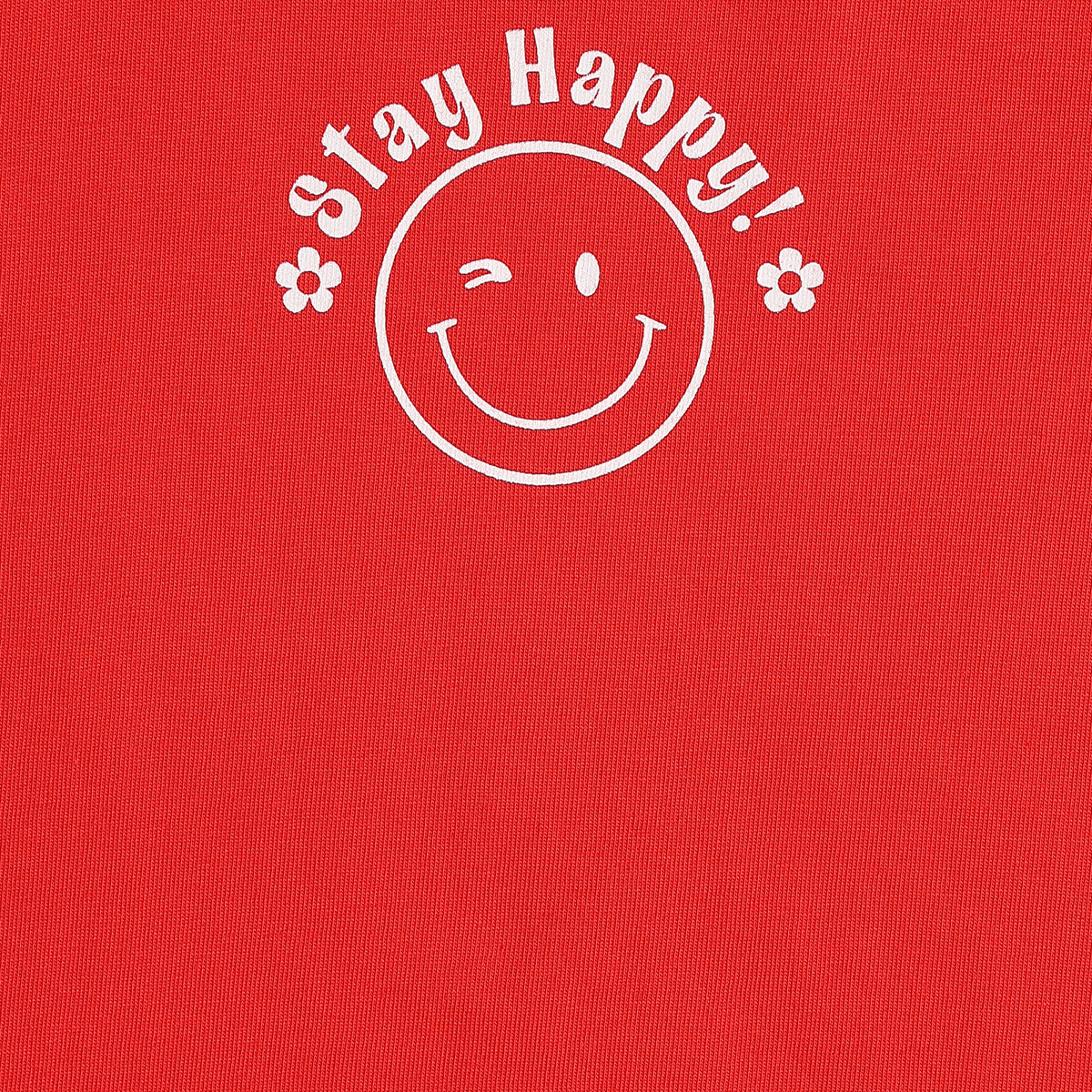 Baby Girls Red Smiley Graphic Print T-Shirt Regular Fit Casual Kids T-Shirt