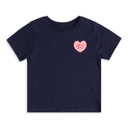 Baby Girls Navy Blue Heart Print T-Shirt Regular Fit Casual Kids T-Shirt