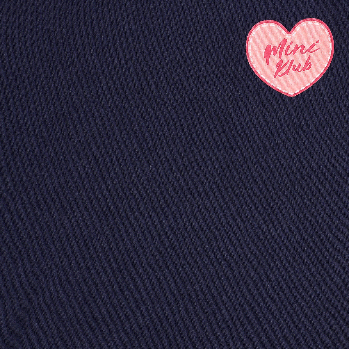 Baby Girls Navy Blue Heart Print T-Shirt Regular Fit Casual Kids T-Shirt