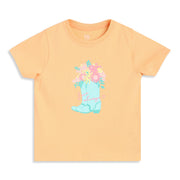 Baby Girls Peach Cotton Printed T-Shirt Regular Fit Casual Wear