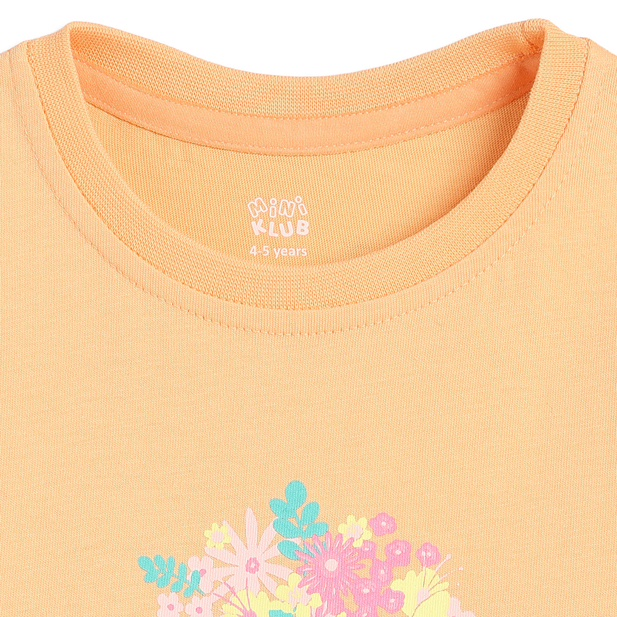 Baby Girls Peach Cotton Printed T-Shirt Regular Fit Casual Wear