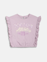 Kids Girls Typography Print Top, Light Pink