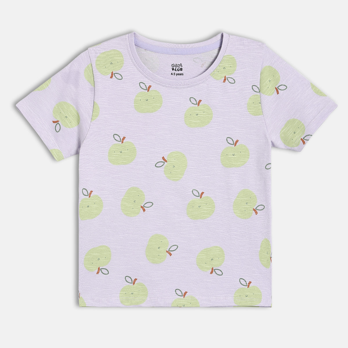 Girls All-Over Apple Print Knit T-Shirt, Lavender