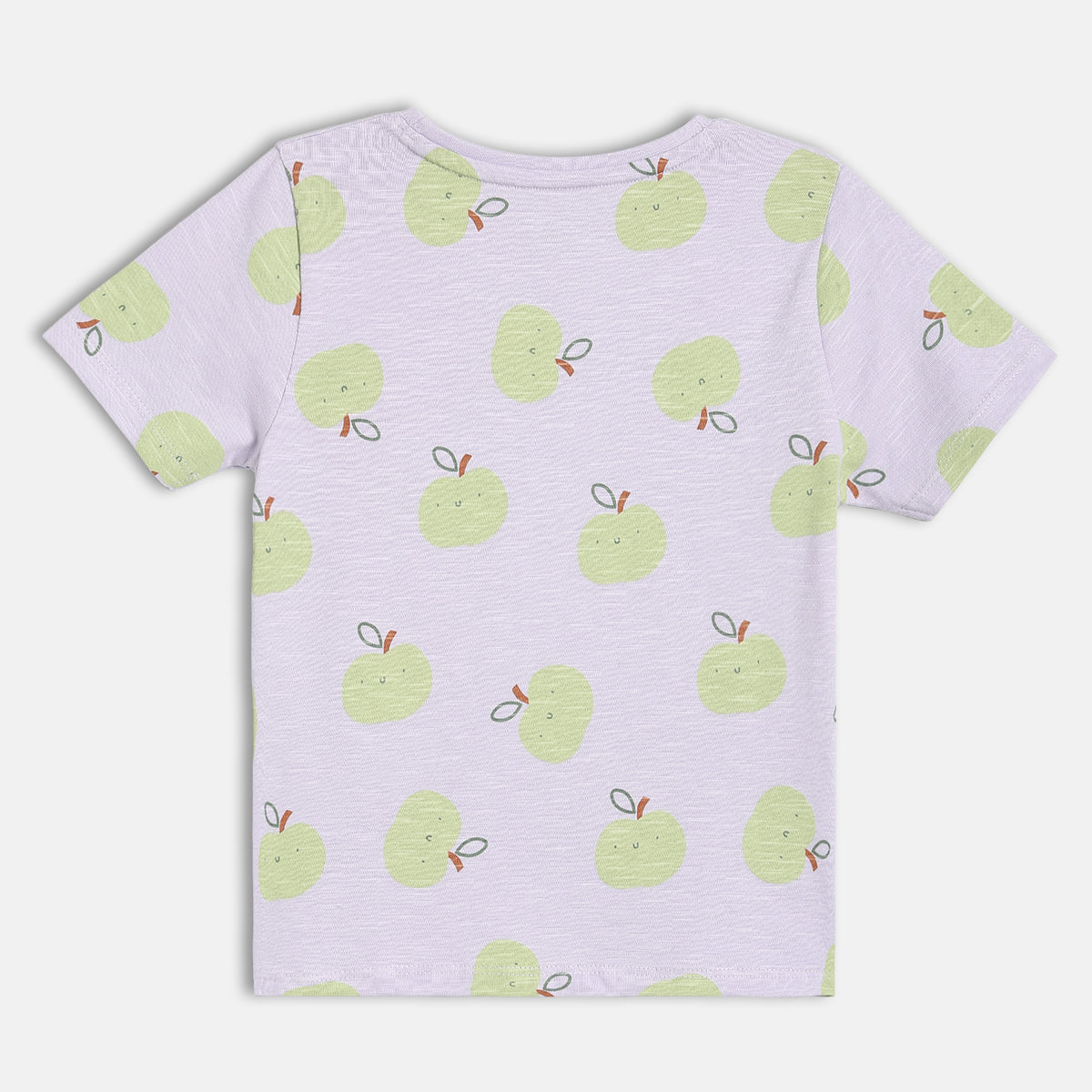 Girls All-Over Apple Print Knit T-Shirt, Lavender