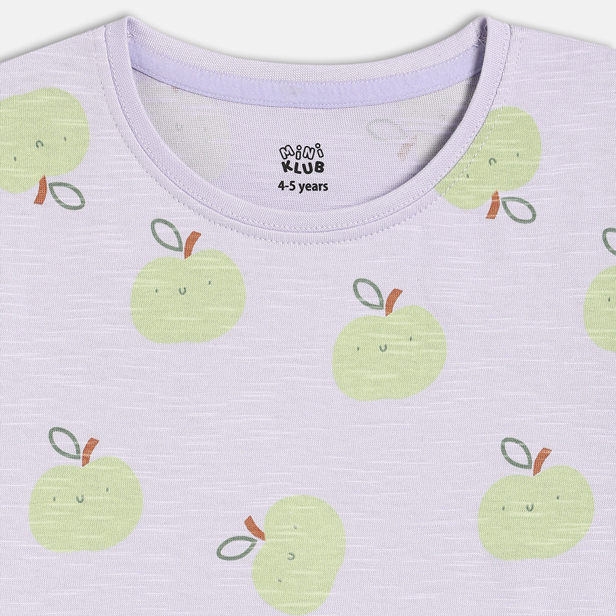 Girls All-Over Apple Print Knit T-Shirt, Lavender