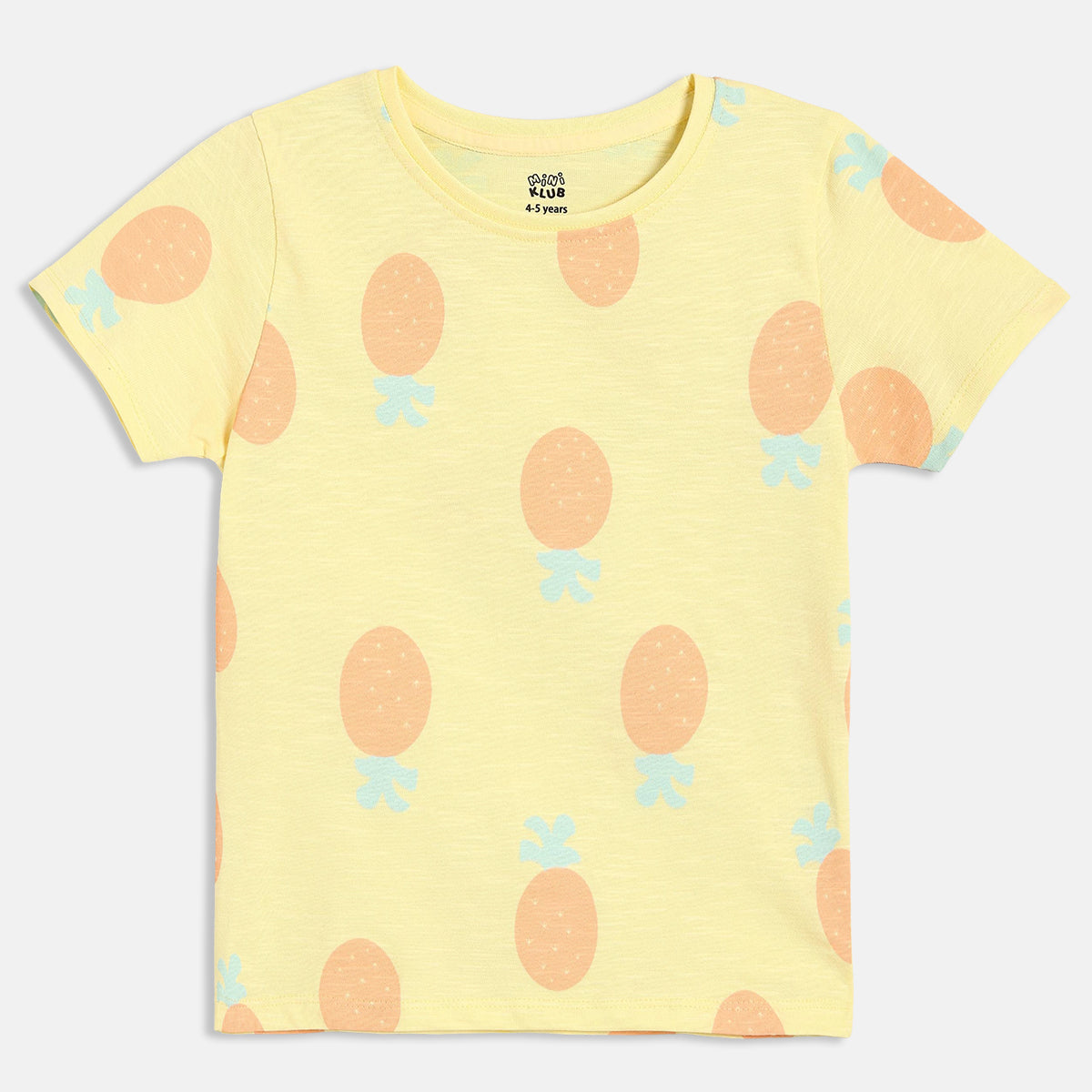 Kids Girls Pineapple Print Knit Top, Yellow