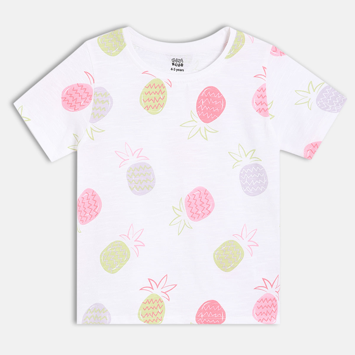 Kids Girls Pineapple Print Knit Top, White