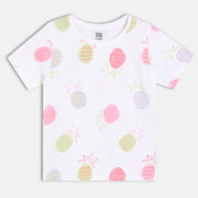 Kids Girls Pineapple Print Knit Top, White