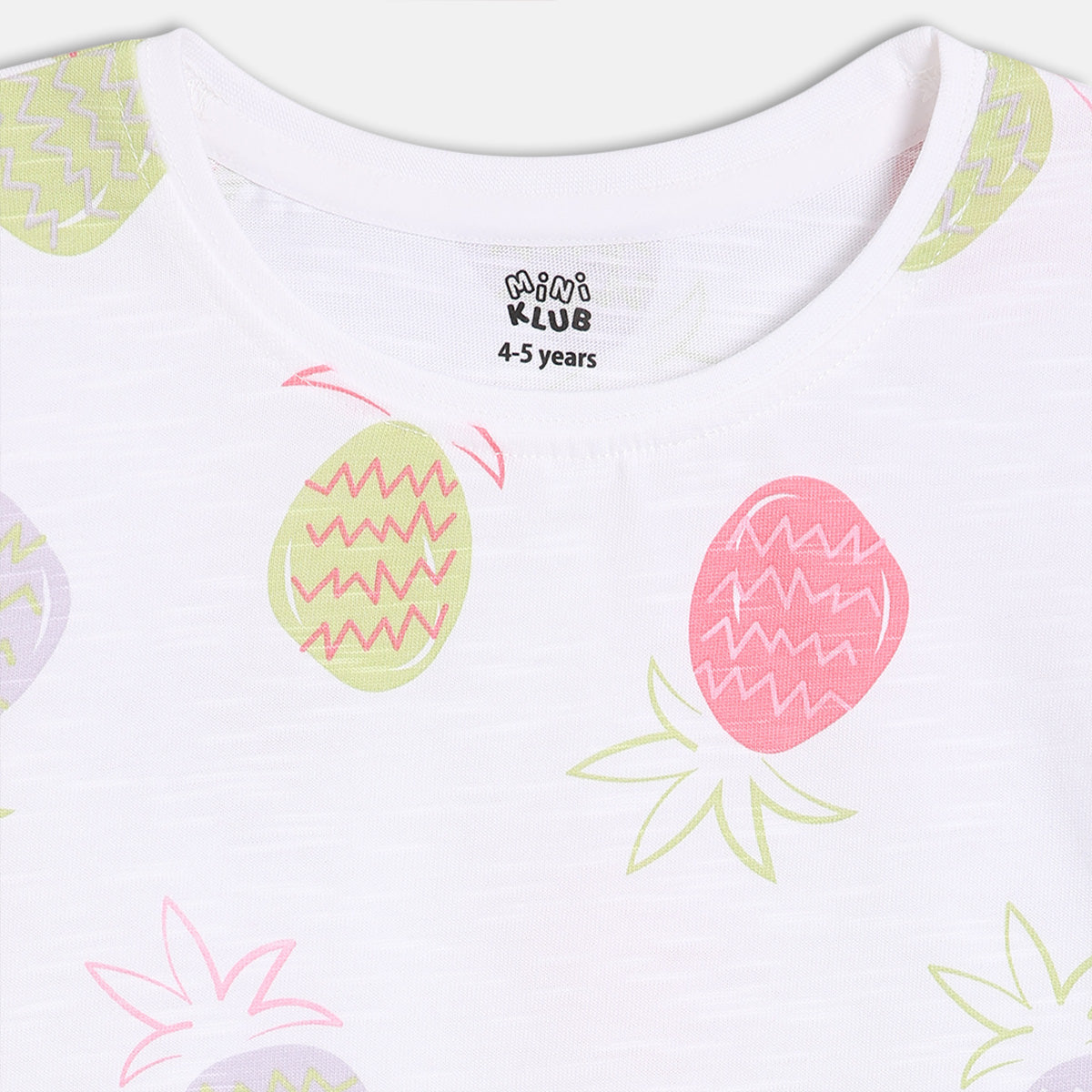 Kids Girls Pineapple Print Knit Top, White