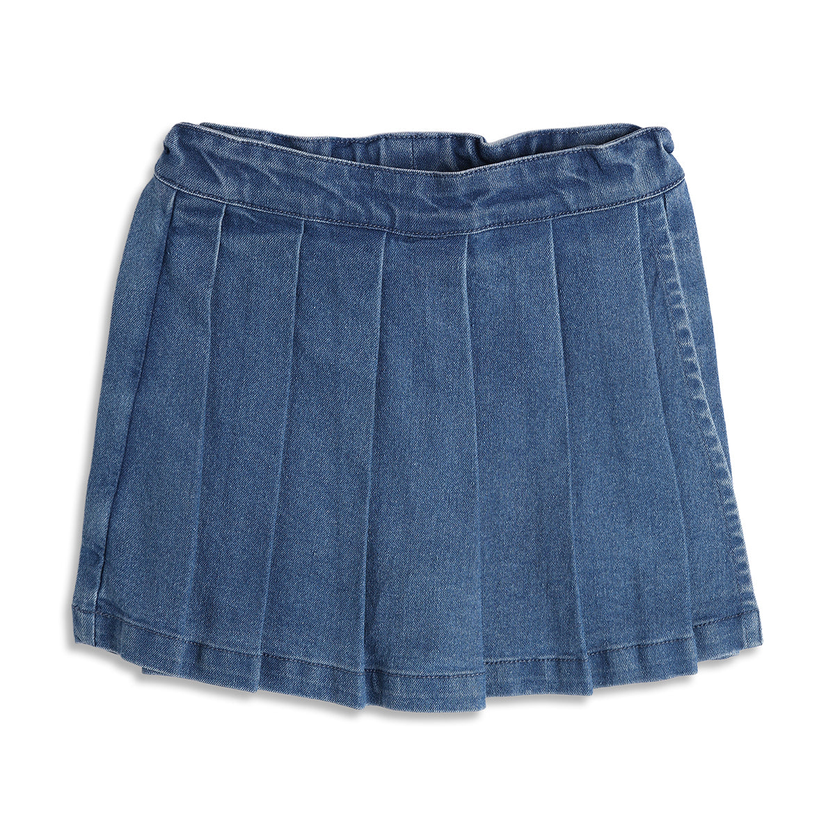 Baby Girls Pleated Denim Skirt, Blue