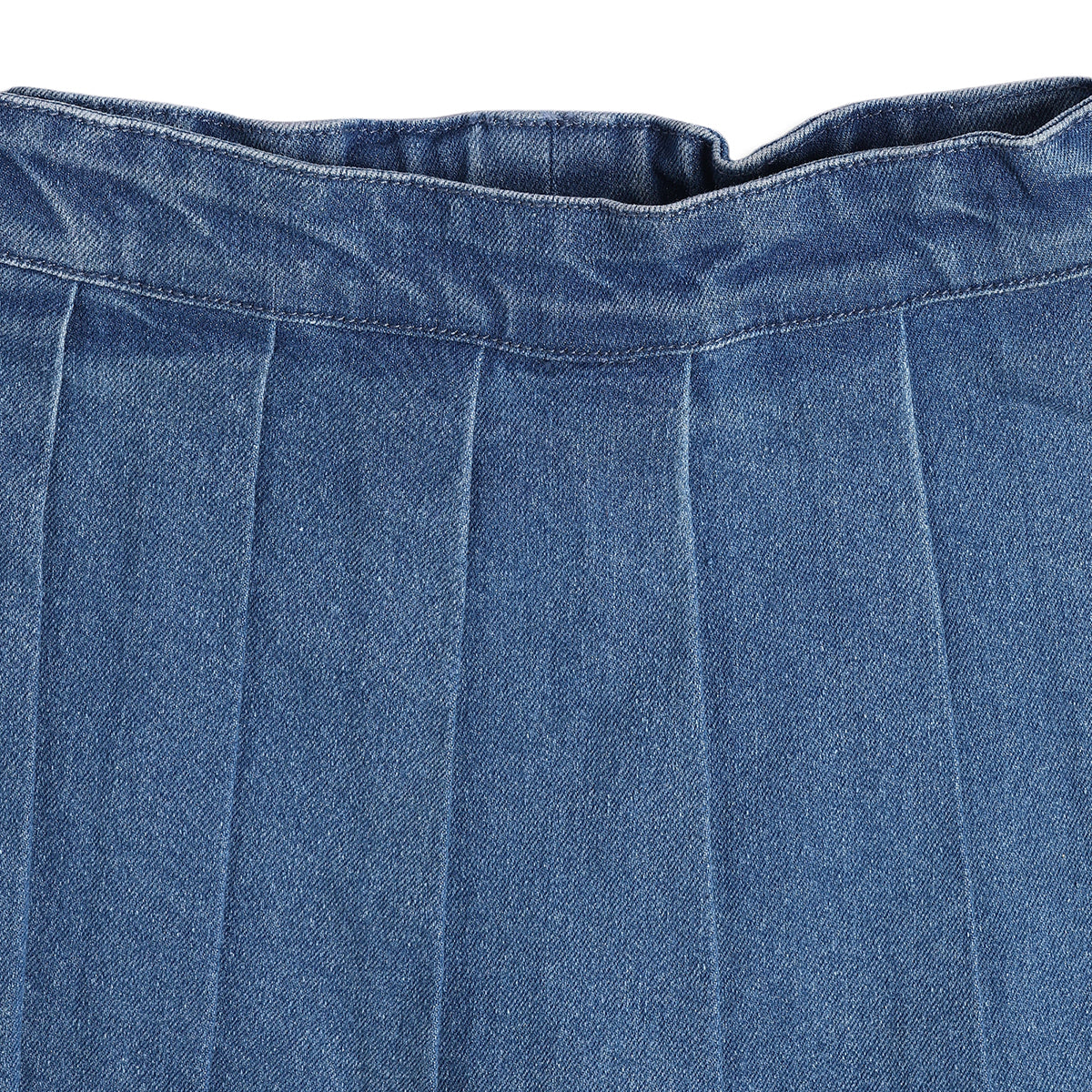 Baby Girls Pleated Denim Skirt, Blue