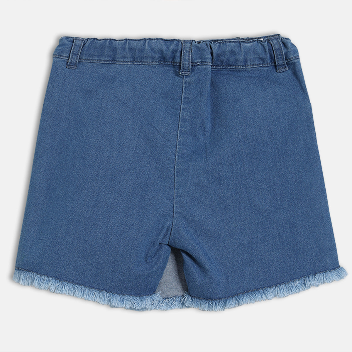 Girls Denim Skort with Frayed Hem, Blue