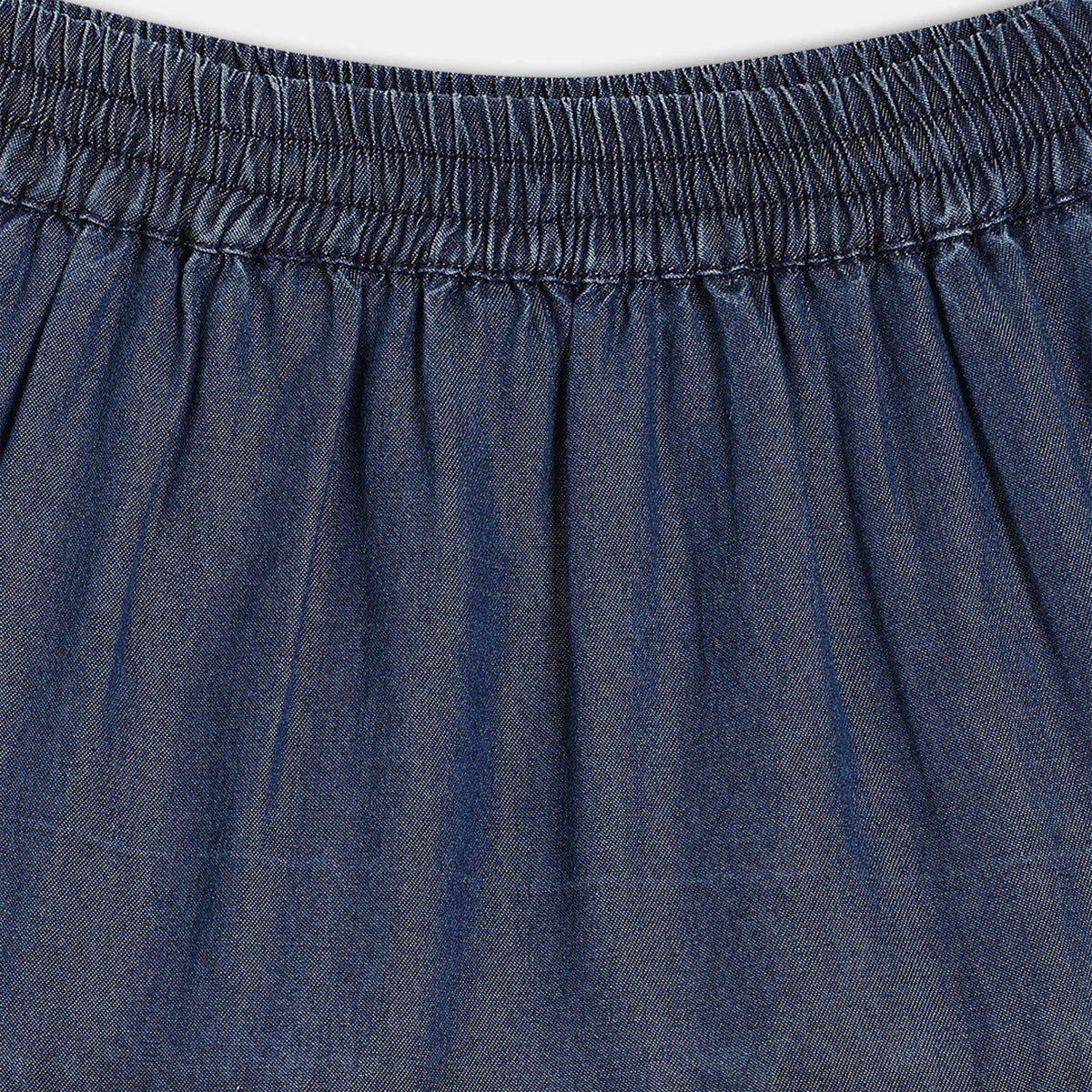 Kids Girls Embroidered Tiered Skirt, Blue