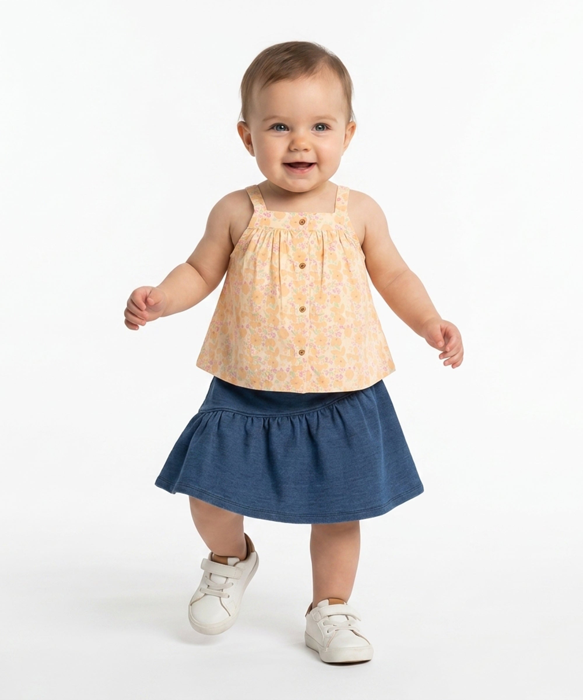 Girls Solid Skirt, Blue